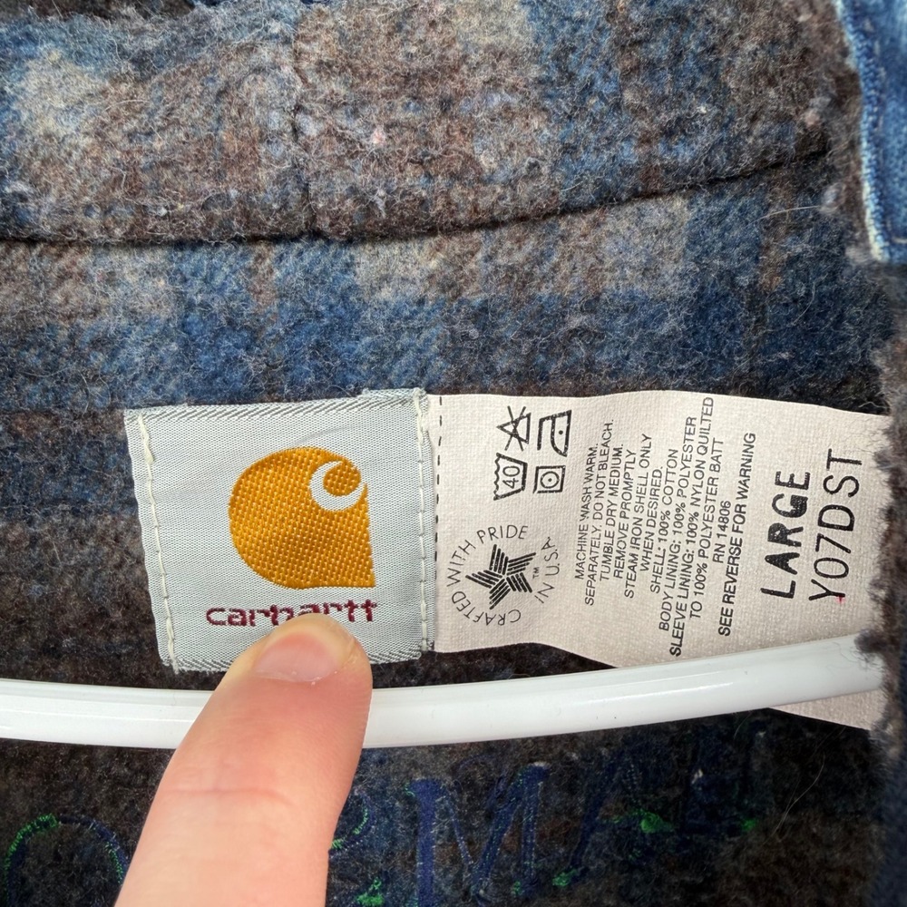 Vintage 90s Carhartt Kids Large Denim Blanket Lined 4-H Patch Jacket Y07DST USA - Picture 4 of 7